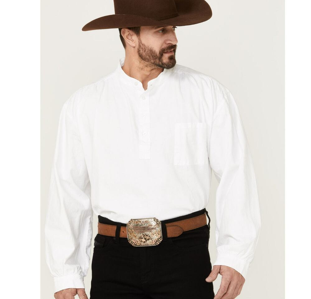 New Scully Solid Pullover White Cotton Long Sleeves Shirt Men Size 4XL
